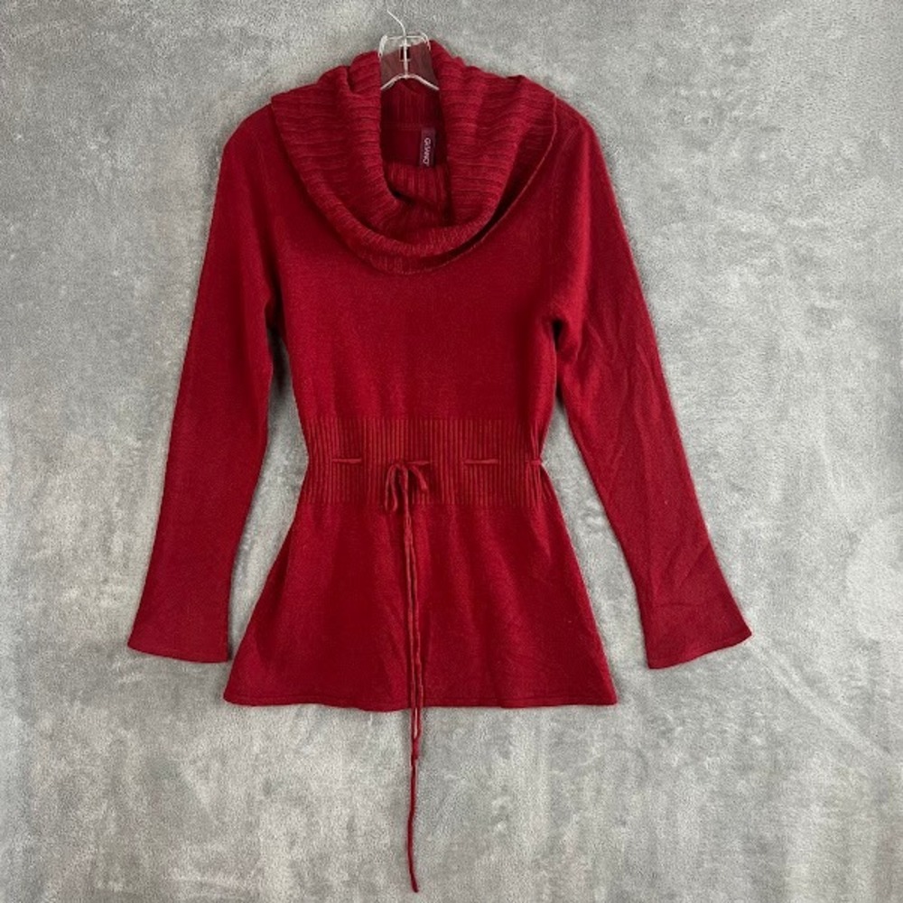 Vintage Y2K Cowl Neck Sweater Womens S Tie Waist Cozy Boho Babydoll